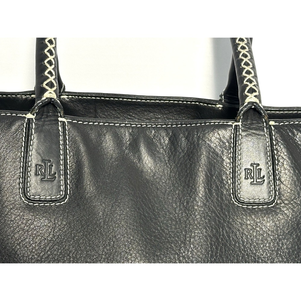 Ralph Lauren (LRL) Black Leather Tote Handbag - Picture 2 of 16